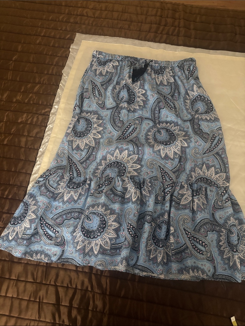 Talbots Light Blue Paisley Tiered Midi Skirt